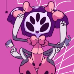  1girls 2d 5_eyes 6_arms animated arachnid black_hair dance diives female female_focus female_only furry hands_on_hips hips humanoid looping_animation muffet nonsexual pink_bow pink_bowtie pink_dress pink_hair_bow purple_skin solo solo_focus spider spider_web tea_cup undertale undertale_(series) 