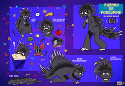  anthro bardo_en_krisis blue_background console crested_porcupine digivice duo electronics english_text food fruit full-length_portrait furby game_console grey_body headshot_portrait hi_res loose_feather mammal model_sheet multiple_images nintendo nintendo_switch odd_taxi old_world_porcupine pizza plant popcorn porcupine portrait profanity quill rodent simple_background solo tamagotchi_(toy) text yano_(odd_taxi) 