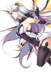  absurdres ahoge armor armored_dress bare_shoulders breasts commentary_request dark_persona diamond-shaped_pupils diamond_(shape) dress elbow_gloves energy_wings female floating fur_collar gloves hair_between_eyes hair_ornament hand_up highres honkai_(series) honkai_impact_3rd jewelry kiana_kaslana kiana_kaslana_(herrscher_of_the_void) large_breasts leg_up long_hair looking_at_viewer portal_(object) sidelocks simple_background single_elbow_glove solo symbol-shaped_pupils thighhighs very_long_hair white_background white_hair wo_cai_bushi_zhushou yellow_eyes 