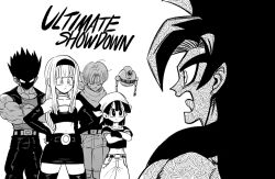  bandana belt black_eyes black_gloves black_hair body_fur bra_(dragon_ball) brown_gloves chains denim dragon_ball dragon_ball_gt fingerless_gloves giru_(dragon_ball) gloves grandfather_and_granddaughter long_hair monkey_boy multiple_boys muscular muscular_male nanika_(nnkgh) neckerchief open_mouth orange_bandana pan_(dragon_ball) pants pectorals purple_hair purple_neckerchief red_fur red_shirt robot saiyan shirt short_hair son_goku spiked_hair super_saiyan super_saiyan_4 trunks_(dragon_ball) vegeta wristband 