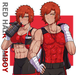  absurdres boxing female genderswap_(ftm) highres jeffdraw1994 original red_hair rule_63 yellow_eyes 