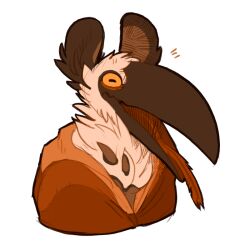  0ct0m0n0 1:1 african_wild_dog alpha_channel anthro avian beak bird brown_beak brown_ears canid canine clothed clothing head_tuft horizontal_pupils hybrid male mammal neck_tuft no_sclera open_mouth orange_clothing orange_eyes orange_tongue orange_topwear pupils simple_background solo tongue tongue_out topwear toucan transparent_background tuft white_body 