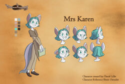  absurd_res anthro clothing dreamkeepers english_text female folder footwear hi_res mammal model_sheet mrs_karen_(dreamkeepers) mustelid otter outsider_artwork shoes solo teacher text 