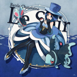  bad_id bad_pixiv_id bare_shoulders battle_chatelaine black_gloves black_legwear blue_eyes blue_hair character_name elbow_gloves evelyn_(pokemon) evolutionary_line female finneon full_body gloves hat holding holding_poke_ball looking_at_viewer lumineon multicolored_hair noe_yuuhi pantyhose poke_ball poke_ball_(basic) pokemon pokemon_(creature) pokemon_xy short_hair signature skirt skirt_set striped_clothes striped_skirt top_hat two-tone_hair 