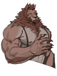  1boy 1male anthro arm_hair bara beard bearded big_arms claws dopq facial_hair fangs furry hairy hairy_arms large_pectorals logan_(lustful_desires) lustful_desires male male_only muscle muscles muscular muscular_arms nipples pecs pectorals werewolf wolf 