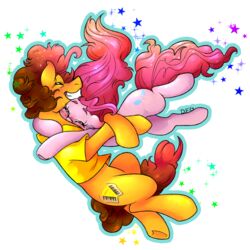  1:1 2016 alpha_channel brown_hair cheese_sandwich_(mlp) cutie_mark dragonfoxgirl duo earth_pony equid equine female feral friendship_is_magic fur hair hasbro hi_res horse hug male mammal my_little_pony orange_body orange_fur pink_body pink_fur pink_hair pinkie_pie_(mlp) pony simple_background transparent_background 