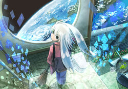  broom commentary_request earth_(planet) female flower planet same_2009 solo space toire_no_kamisama_(song) water 