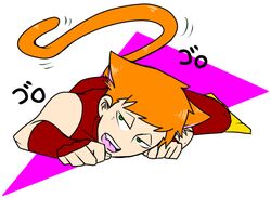  animal_ears cat_ears cat_tail dc_comics fingerless_gloves gloves green_eyes male male_focus orange_hair roy_harper solo speedy tail teen_titans yellow_shoes 