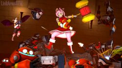  2girls 3d 3d_(artwork) amy_rose amy_rose_(warfaremchine) anthro ass badnik bat blue_eyes bracelet breasts chiropteran clenched_teeth clothed clothed_female digital_media_(artwork) doom dress eulipotyphlan female fight flying footwear fully_clothed gloves goes_hard green_eyes gun gun_hunter hair hammer handwear headband hedgehog high_heels large_breasts legs leotard linkaransfm machine mammal medium_breasts piko_piko_hammer pink_body pink_fur pink_hair red_boots red_eyes robot rouge_the_bat sega sonic_(series) source_filmmaker swing tan_body teeth thick_thighs thighs video_games voluptuous warfaremachine watermark weapon white_clothing white_hair wide_hips yellow_skin 