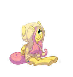  2012 blue_eyes bottomless carniscorner clothed clothing cutie_mark digital_media_(artwork) equid equine eyelashes feathered_wings feathers female feral fluttershy_(mlp) friendship_is_magic fur hair hasbro hoodie hooves long_hair looking_at_viewer mammal my_little_pony mythological_creature mythological_equine mythology pegasus pink_hair simple_background sitting smile solo three-quarter_view topwear white_background wings yellow_body yellow_feathers yellow_fur 