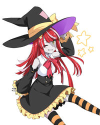  :d alternate_costume black_hat black_skirt black_sleeves black_thighhighs blunt_ends bow bowtie colored_skin detached_sleeves felutiahime female grey_skin grin halloween hat high-waist_skirt highres hololive hololive_indonesia kureiji_ollie long_hair looking_at_viewer multicolored_hair multicolored_skin one_eye_closed patchwork_skin pink_hair red_bow red_bowtie red_hair simple_background sitting skirt smile solo spread_legs stitched_arm stitched_face stitched_leg stitches symbol-shaped_pupils thighhighs two-tone_legwear two-tone_skin underbust virtual_youtuber white_hair white_skin witch witch_hat x-shaped_pupils yellow_eyes yellow_thighhighs zombie 