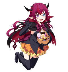  :d black_cape black_footwear black_thighhighs blue_eyes braid cape claw_pose elbow_gloves fangs felutiahime female frilled_skirt frills full_body gloves halloween halloween_bucket heterochromia highres hololive hololive_english horns irys_(hololive) layered_skirt long_hair multicolored_hair multiple_horns open_mouth pink_hair pointy_ears purple_eyes red_cape red_hair simple_background skirt smile solo strapless thigh_strap thighhighs tube_top twin_braids two-sided_cape two-sided_fabric vampire very_long_hair virtual_youtuber white_background 