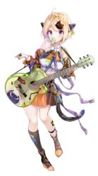  ! acoustic_guitar ahoge animal_ears arrow_(symbol) bare_shoulders belt black_belt black_footwear black_socks blonde_hair blowing_bubbles blue_eyes blush boots breasts brown_skirt brown_sleeves cat_ears cat_hair_ornament cat_tail chains chewing_gum collared_shirt commentary_request crop_top detached_sleeves earrings fake_animal_ears fake_tail female fingernails full_body guitar hair_ornament high_heel_boots high_heels highres holding holding_instrument instrument jewelry kneehighs large_breasts long_sleeves looking_at_viewer melings_(aot2846) midriff multicolored_clothes multicolored_panties music nail_polish navel off_shoulder original panties pink_nails pleated_skirt plectrum print_panties print_socks puffy_long_sleeves puffy_sleeves punk purple_eyes purple_panties ring see-through see-through_skirt shirt short_hair sign simple_background single_kneehigh single_sock skirt sleeveless sleeveless_shirt socks solo speech_bubble_earrings standing standing_on_one_leg star_(symbol) sticker tail thighs underwear wallet_chain warning_sign white_background white_panties white_shirt 