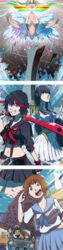  2boys 5girls absurdres aurahack black_hair blue_eyes breasts brown_eyes brown_hair building canine car choker city cleavage closed_eyes dress driving epaulettes eyes_visible_through_hair eyewear_on_head family fingerless_gloves frown fur_trim glasses gloves grin guts_(kill_la_kill) highres junketsu kill_la_kill kiryuuin_satsuki mankanshoku_barazou mankanshoku_mako mankanshoku_matarou mankanshoku_sukuyo matoi_ryuuko medium_breasts motor_vehicle multicolored_hair multiple_boys multiple_girls navel open_mouth photoshop_(medium) pleated_skirt rainbow_hair red_eyes red_gloves red_hair salute school_uniform scissor_blade_(kill_la_kill) senketsu serafuku serious short_hair siblings sisters skirt smile sparkle sunglasses suspenders sword tall_image thighhighs triangle twitter_username two-tone_hair weapon white_dress white_hair zettai_ryouiki 