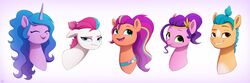  blep earth_pony equid equine female feral group hair hair_bun hasbro hi_res hitch_trailblazer_(mlp) horn horse izzy_moonbow_(mlp) luminousdazzle mammal mlp_g5 my_little_pony mythological_creature mythological_equine mythology pipp_petals_(mlp) pony ponytail portrait sunny_starscout_(mlp) tongue tongue_out unicorn zipp_storm_(mlp) 