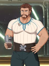  arcane bara beard facial_hair fully_clothed gay hairy hand_on_hip hansamu league_of_legends male male_only musclegut muscles muscular solo solo_male vander 