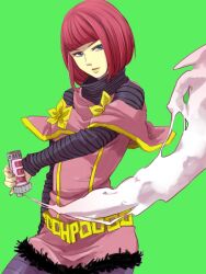  bad_id bad_pixiv_id belt blue_eyes bob_cut chain_belt cream_starter_(stand) female fur_trim hot_pants_(sbr) jojo_no_kimyou_na_bouken nail_polish no_headwear photoshop_(medium) red_hair ririvery solo spray_can stand_(jojo) steel_ball_run 