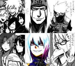  6+boys bangs hatake_kakashi hoozuki_suigetsu houzuki_suigetsu hozuki_suigetsu jiraiya kan karin_(naruto) konan looking_at_viewer multiple_boys multiple_girls nagato nagato_(naruto) naruto naruto_shippuuden uchiha_sasuke yahiko yahiko_(naruto) 