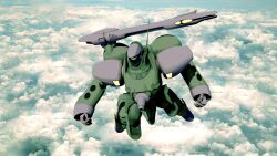  1980s_(style) above_clouds alien antennae armor bad_id bad_pixiv_id cannon chest_cannon cloud energy_cannon flemenmik flying highres macross macross:_do_you_remember_love? mars_br mecha no_humans nousjadeul-ger photoshop_(medium) power_armor realistic redesign retro_artstyle robot science_fiction shoulder_cannon sky zentradi 