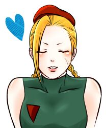  beret blonde_hair braid cammy_white capcom closed_eyes hat heart highres incoming_kiss leotard long_hair pov street_fighter street_fighter_ii street_fighter_iv twin_braids 