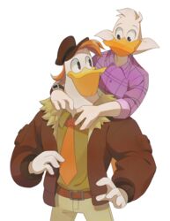  alpha_channel anatid anseriform anthro avian bird cuddling darkwing_duck disney drake_mallard duck ducktales ducktales_(2017) duo hi_res launchpad_mcquack male male/male mochii_lisa smile 