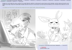  &gt;:3 4chan annoyed anthro beastars canid canine canis cellphone clothing computer domestic_rabbit dress dwarf_rabbit electronics english_text female fur haru_(beastars) humor inside juno_(beastars) lagomorph laptop legoshi_(beastars) leporid mammal monochrome netherland_dwarf_rabbit oryctolagus outside phone psibunny rabbit school_uniform smartphone smile smirk text texting uniform wolf 