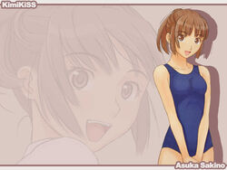  brown_eyes brown_hair female imageboard_desourced kimi_kiss non-web_source one-piece_swimsuit sakino_asuka school_swimsuit short_hair solo swimsuit zoom_layer 