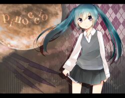  alternate_costume aqua_hair commentary_request female hatsune_miku letterboxed long_hair looking_at_viewer skirt solo tosura-ayato twintails vocaloid 