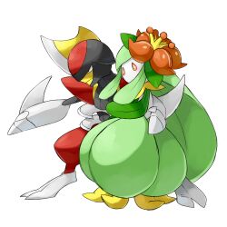  armor bisharp crown flower good_frog lilligant nintendo no_humans plant pokemon simple_background 