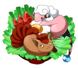  egg flaffy food good_frog nintendo no_humans pokemon simple_background sunny_side_up_egg tomato vulpix 