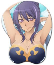  bare_shoulders blue_hair breasts cleavage female judith mousepad pointy_ears purple_eyes tales_of_(series) tales_of_vesperia 