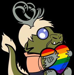  anthro antlers asian_mythology blonde_hair blue_eyes clothing dragon east_asian_mythology eastern_dragon feet fluffy fluffy_tail forgemaster_asmordis fur hair heart_symbol holding_heart horn lgbt_pride male mythological_creature mythological_scalie mythology pride_colors pride_heart rainbow_heart rainbow_pride_colors rainbow_symbol rgbovine_art scalie sharp_teeth six-stripe_rainbow_pride_colors solo tail talon_hands talons teeth toes whiskers yellow_body yellow_fur 