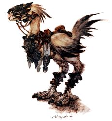  armor bird chocobo creature final_fantasy final_fantasy_xiv harness no_humans official_art saddle simple_background solo white_background yoshida_akihiko 