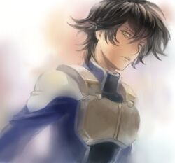  1boy black_hair commentary_request gundam gundam_00 male_focus pilot_uniform ris setsuna_f._seiei solo yellow_eyes 