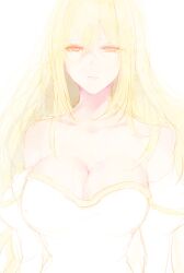  archetype_earth arcueid_brunestud bad_id bad_pixiv_id bare_shoulders blonde_hair breasts cleavage dress female large_breasts long_hair melty_blood nod6125 pale_color red_eyes solo strapless strapless_dress tsukihime 