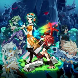  3boys 5girls aisha_landar chloe_(elsword) choker chung_seiker code:_empress_(elsword) commentary_request crossover deadly_chaser_(elsword) elsword elsword_(character) eve_(elsword) everyone green_hair gumi highres mito_itsuki multiple_boys multiple_girls over_taker_(elsword) ran_(elsword) raven_cronwell rena_erindel rune_slayer_(elsword) vocaloid void_princess_(elsword) wind_sneaker_(elsword) yellow_choker 