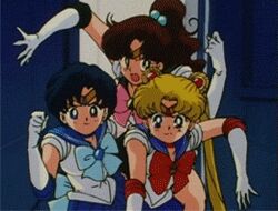  90s animated animated bishoujo_senshi_sailor_moon blonde_hair blue_hair brown_hair implied_pantyshot kino_makoto lowres mizuno_ami sailor_jupiter sailor_mercury sailor_moon tsukino_usagi 