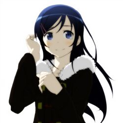  adjusting_hair aragaki_ayase blue_eyes blue_hair claria commentary_request female hair_ornament hairclip ore_no_imouto_ga_konna_ni_kawaii_wake_ga_nai solo tears 