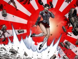  ak-47 assault_rifle black_eyes black_hair command_and_conquer empire_of_rising_sun japan knee_socks legs psychic ra3 red_alert_3 rifle school_uniform skirt twintails yuriko_omega 