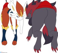  absurd_res ambiguous_gender anthro ass cinderace closed_eyes confusion digital_media_(artwork) duo generation_5_pokemon generation_8_pokemon hi_res looking_at_another nintendo plunger plunger_butt_grab pokemon pokemon_(species) smile winick-lim zoroark 