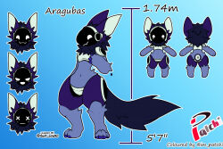  4_toes anthro aragubas armor big_tail black_claws black_visor blue_background character_name claws english_text feet female female_(lore) female_anthro fluffy fluffy_tail front_view hair height im_patchi information jinxit machine measurements neck_tuft nude nude_anthro nude_female pawpads protogen purple_armor purple_ears purple_fingers purple_hair purple_pawpads purple_tail purple_toes purple_tuft signature simple_background standing tail text toes tuft white_armor white_face white_inner_ear wide_hips 