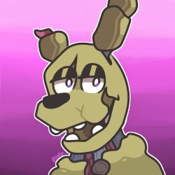  2020 animatronic anthro black_nose datbx digital_media_(artwork) five_nights_at_freddy&#039;s five_nights_at_freddy&#039;s_3 half-closed_eyes hi_res lagomorph leporid long_ears machine male mammal metal narrowed_eyes purple_eyes rabbit robot scottgames solo springtrap_(fnaf) standing teeth wire yellow_body yellow_ears 