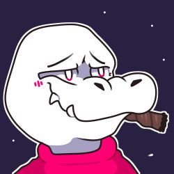  2020 alligator alligatorid anthro blush blush_lines bust_portrait cigar cigar_in_mouth clothing crocodilian datbx datbx_(datbx) digital_media_(artwork) half-closed_eyes hi_res hoodie male narrowed_eyes object_in_mouth portrait red_clothing red_eyes red_hoodie red_topwear reptile scales scalie sharp_teeth smile smoking smoking_cigar solo teeth topwear white_body white_nose white_scales 