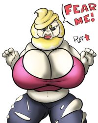  anthro big_breasts breasts canid canine canis clothed clothing digital_media_(artwork) domestic_dog fan_character female fidough food food_hair generation_9_pokemon huge_breasts looking_at_viewer mammal nintendo open_mouth pokemon pokemon_(species) pseudo_hair shaded shieradevil simple_background solo suiza_(shieradevil) text thick_thighs white_background wide_hips 