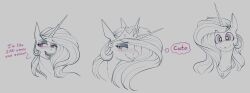  :3 blush crown equid equine eyebrows female friendship_is_magic hasbro headgear headshot_portrait hi_res horn mammal my_little_pony mythological_creature mythological_equine mythology open_mouth open_smile portrait princess_celestia_(mlp) purple_eyes raised_eyebrows restricted_palette smile stray_prey thought_bubble tiara unicorn 