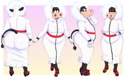  absurd_res anthro ass bedroom_eyes big_butt boolishclara bovid bovine breasts cattle clarabelle_cow clothing coat disney female footwear fur hi_res high_heels mammal narrowed_eyes navel pinup pose seductive shoes smile thick_thighs topwear winter_coat 