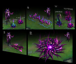  absurdres alternate_costume armor ass black_nails blue_hair breasts closed_mouth colored_skin english_text female flower full_body gem grass highres horns league_of_legends long_hair magic medium_breasts nail_polish navel no_pupils outdoors pink_hair pink_skin sharp_teeth shoulder_armor standing teeth vladbacescu zyra 