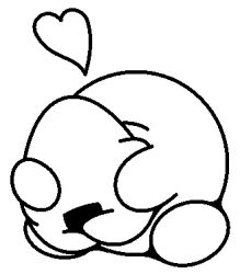  artist_request cute exed_eyes food_creature heart hug jelly_filled_donut kirby kirby_(series) monochrome onigiri pafu waddling_head wholesome 