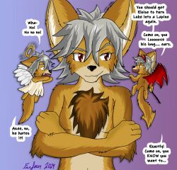  absurd_res angel anthro azee brown_body brown_fur canid canine canis cyote demon devious_grin farfener female fur grey_hair hair hi_res invalid_tag kemono_friends links luke mammal shiyan smile the-farfener the_auroran_archive the_auroran_archives the_farfener theauroranarchive yellow_body yellow_fur 