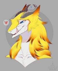  anthro blue_eyes female hi_res horn piercing sabrinamero_(character) sergal solo vivien13 